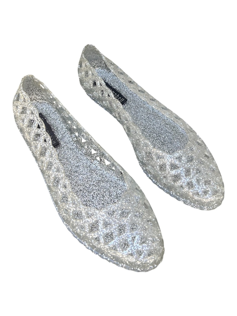 Jeffrey Campbell Silver Glitter Jelly Ballet Flats Size 10 Sparkly Y2K Coquette
